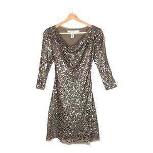 Max Studio Sequined Cowl Neck Bronze Mini Dress  Size Small